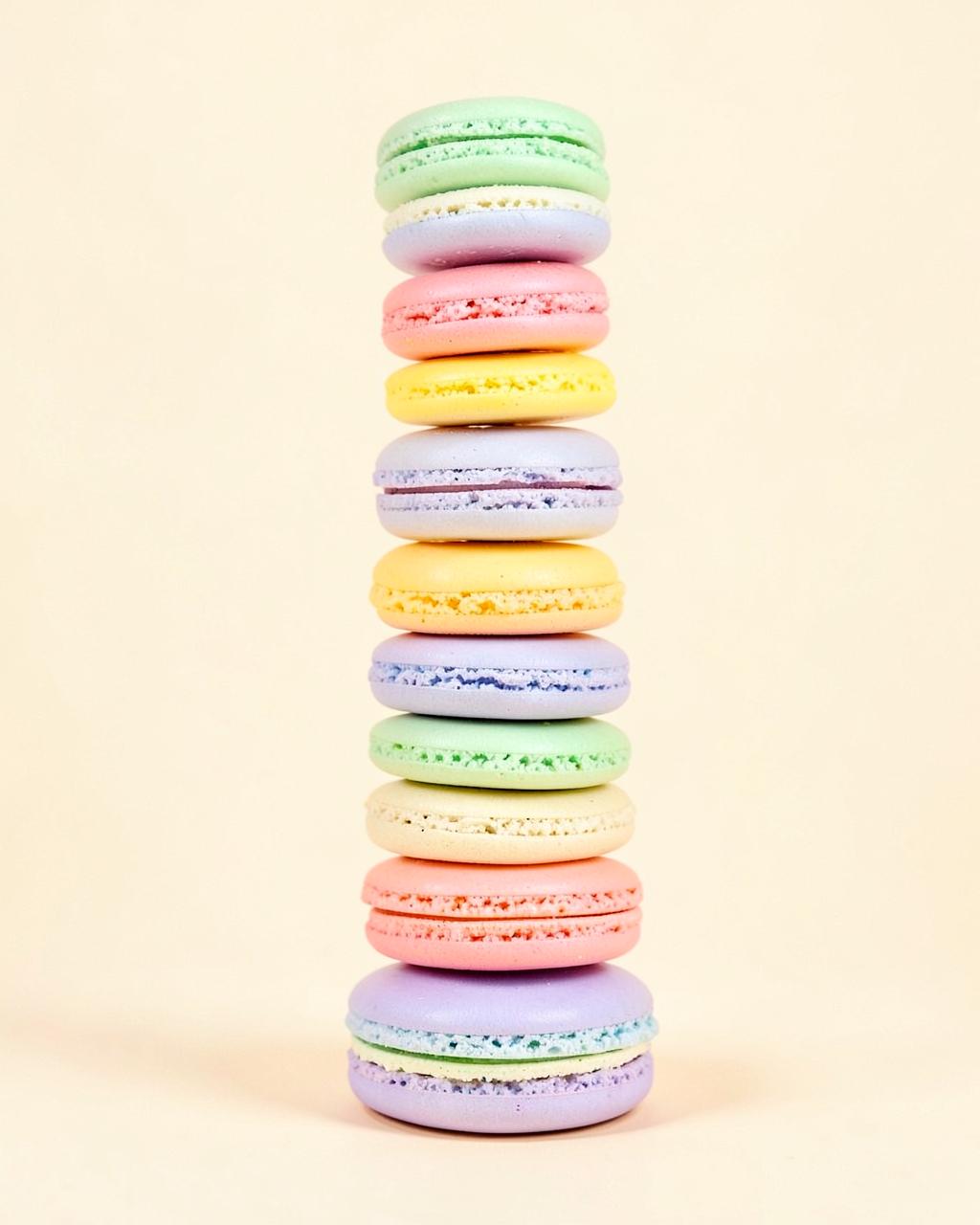 Tower of pastel macarons