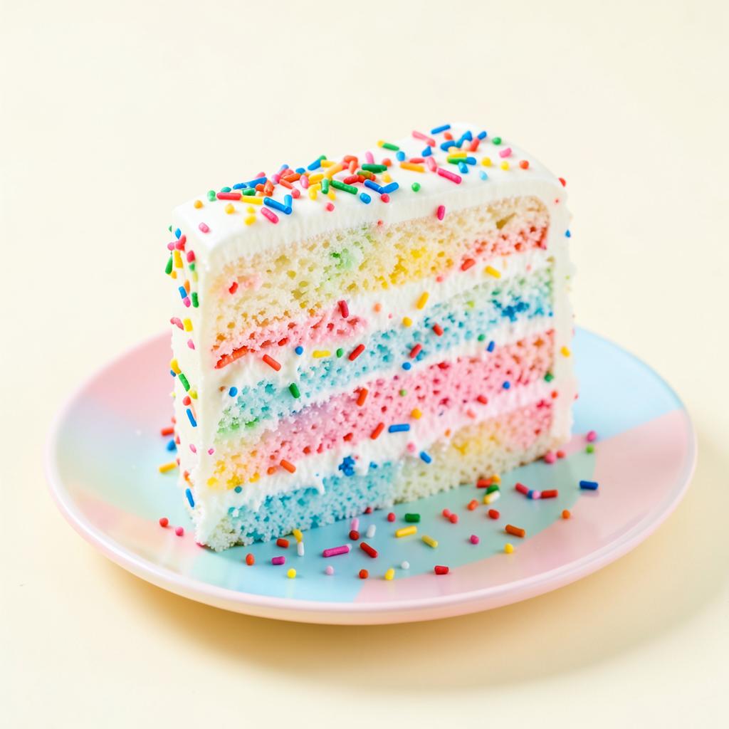 Colourful funfetti cake slice